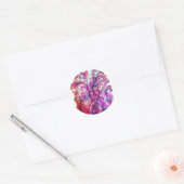 Sticker Rond FLEURS BLANCHES rose vif pourpre blanc (Enveloppe)