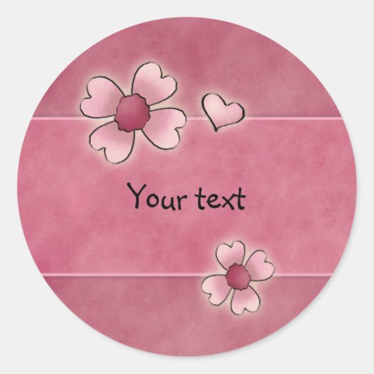 Sticker Rond Fleurs blanches roses (Devant)