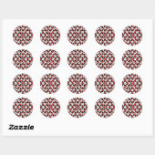 Sticker Rond Fleurs blanches rouges mignons motif (Feuille)