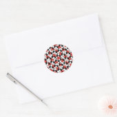Sticker Rond Fleurs blanches rouges mignons motif (Enveloppe)