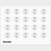 Sticker Rond Fleurs blanches simples et élégantes mariage (Feuille)