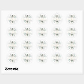 Sticker Rond Fleurs blanches simples et élégantes mariage (Feuille)
