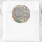 Sticker Rond Fleurs blanches sur Arrière - plan de papier journ (Sac)