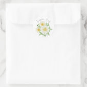 Sticker Rond Fleurs blanches thème Merci (Sac)