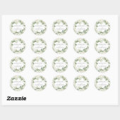 Sticker Rond Fleurs blanches vertes et Mariage de couronne verd (Feuille)