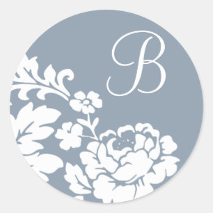 Sticker Rond Fleurs blanches vintage sur fond lavande 