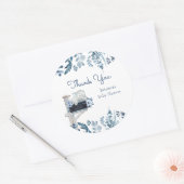 Sticker Rond Fleurs bleu éléphant Baby shower par courrier (Enveloppe)