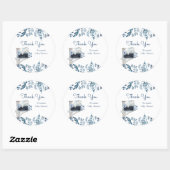 Sticker Rond Fleurs bleu éléphant Baby shower par courrier (Feuille)