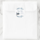 Sticker Rond Fleurs bleu éléphant Baby shower par courrier (Sac)