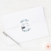 Sticker Rond Fleurs bleu éléphant Baby shower par courrier (Enveloppe)