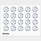 Sticker Rond Fleurs Bleu Marine Diplômé (Feuille)