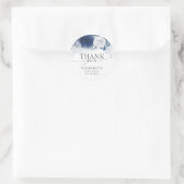 Sticker Rond Fleurs Bleu Poussiéreux Élégant Merci (Sac)