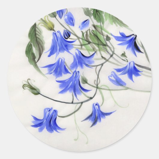 Sticker Rond Fleurs bleues (Devant)