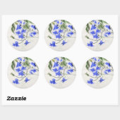 Sticker Rond Fleurs bleues (Feuille)