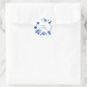 Sticker Rond Fleurs bleues Chinoiserie garçon floral Baptême (Sac)