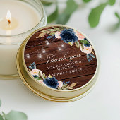 Sticker Rond Fleurs bleues de la Marine Mariage rustique