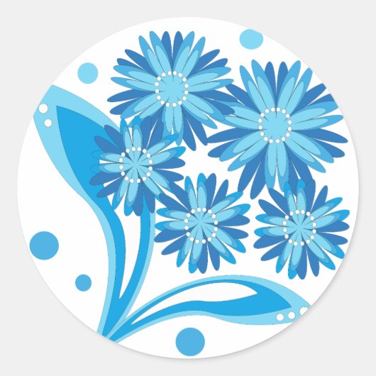 Sticker Rond Fleurs bleues d'origine (Devant)