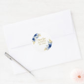 Sticker Rond Fleurs bleues et or (Enveloppe)