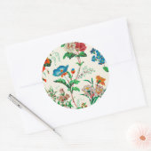 Sticker Rond Fleurs bleues et rouges Motif vintage (Enveloppe)