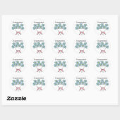 Sticker Rond Fleurs bleues Félicitations (Feuille)