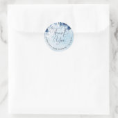Sticker Rond Fleurs bleues modernes Boy Baby shower Merci (Sac)