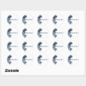Sticker Rond Fleurs bleues modernes Mariage d'aquarelle fleurie (Feuille)