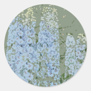 Sticker Rond Fleurs Bleues Pastel
