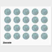 Sticker Rond Fleurs Bleues Pastel (Feuille)