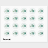 Sticker Rond fleurs bleues romantiques verdure (Feuille)