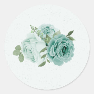 Sticker Rond fleurs bleues romantiques verdure