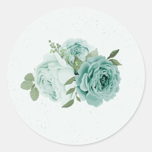 Sticker Rond fleurs bleues romantiques verdure (Devant)