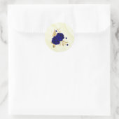 Sticker Rond fleurs bleues royales or marbre feuille (Sac)