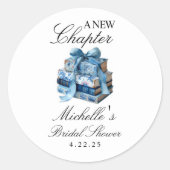 Sticker Rond Fleurs Bleues Un Nouveau Chapitre Réception de Mar (Devant)