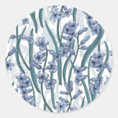 Sticker Rond Fleurs Blue Hyacinth sur blanc (Devant)