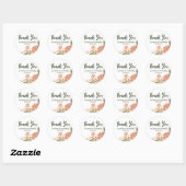 Sticker Rond Fleurs Boho Élégantes, Merci (Feuille)