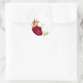 Sticker Rond fleurs bordeaux & or feuille blanc (Sac)