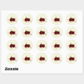 Sticker Rond fleurs bordeaux or marbre feuille (Feuille)