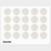 Sticker Rond Fleurs botaniques bleues douces (Feuille)