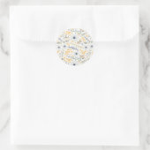 Sticker Rond Fleurs botaniques bleues douces (Sac)