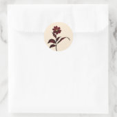 Sticker Rond Fleurs botaniques bordeaux avec or (Sac)