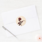 Sticker Rond Fleurs botaniques bordeaux avec or (Enveloppe)
