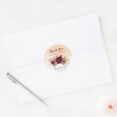Sticker Rond Fleurs bourguignonnes | Merci pour le Mariage à ve (Enveloppe)