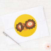 Sticker Rond Fleurs Brown rétro (Enveloppe)