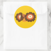 Sticker Rond Fleurs Brown rétro (Sac)