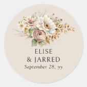 Sticker Rond Fleurs Brown Rustiques  de automne Neutre Mariage (Devant)