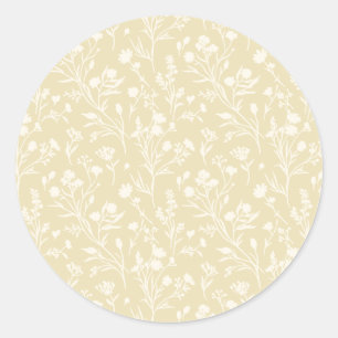 Sticker Rond Fleurs bruissantes Neutre - Blé doré