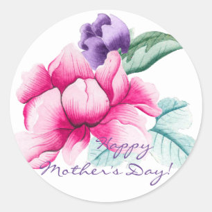 Sticker Rond Fleurs Chic Boho Joyeux tireurs de la fête des m
