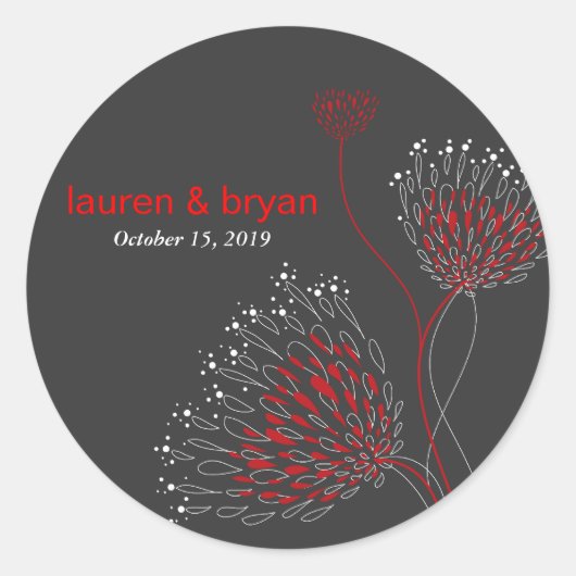 Sticker Rond Fleurs Chrysanthemum Floral Soirée de mariage élég (Devant)