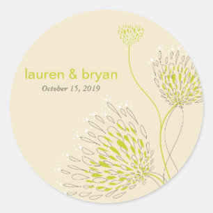 Sticker Rond Fleurs Chrysanthemum Floral Soirée de mariage élég