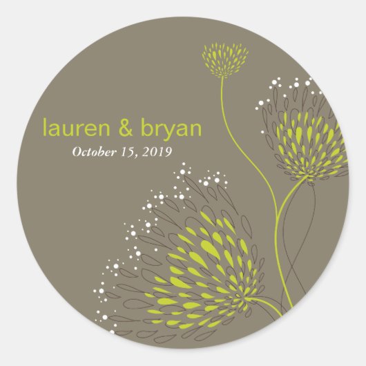 Sticker Rond Fleurs Chrysanthemum Floral Soirée de mariage élég (Devant)
